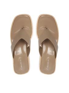 Calvin Klein Japonki Block Heel Espa 50 Thong Lth HW0HW02902 Brązowy
