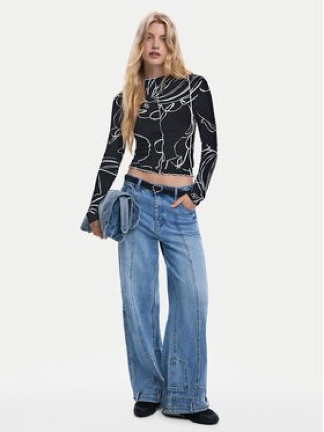 Desigual Bluzka Londres 25WWTK49 Czarny Regular Fit