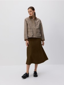 Spódnica midi z imitacji zamszu - ciemnozielony