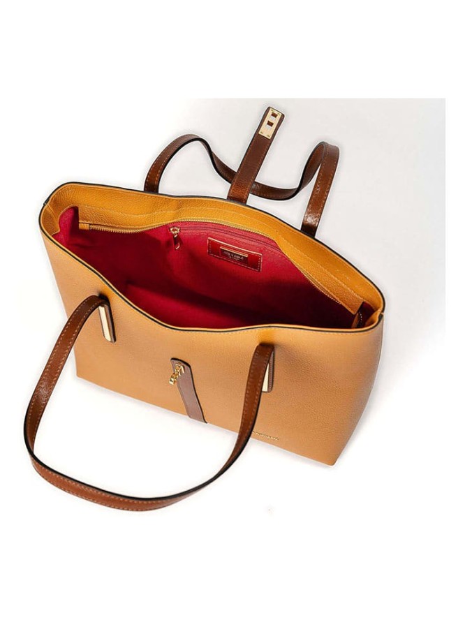 Mia Tomazzi Skórzana torebka "Gaffurio" w kolorze żółtym - 35 x 28 x 14 cm rozmiar: onesize