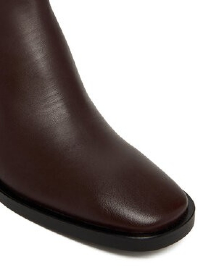 Calvin Klein Botki Block Heel Zip Boot Lth HW0HW02593 Bordowy