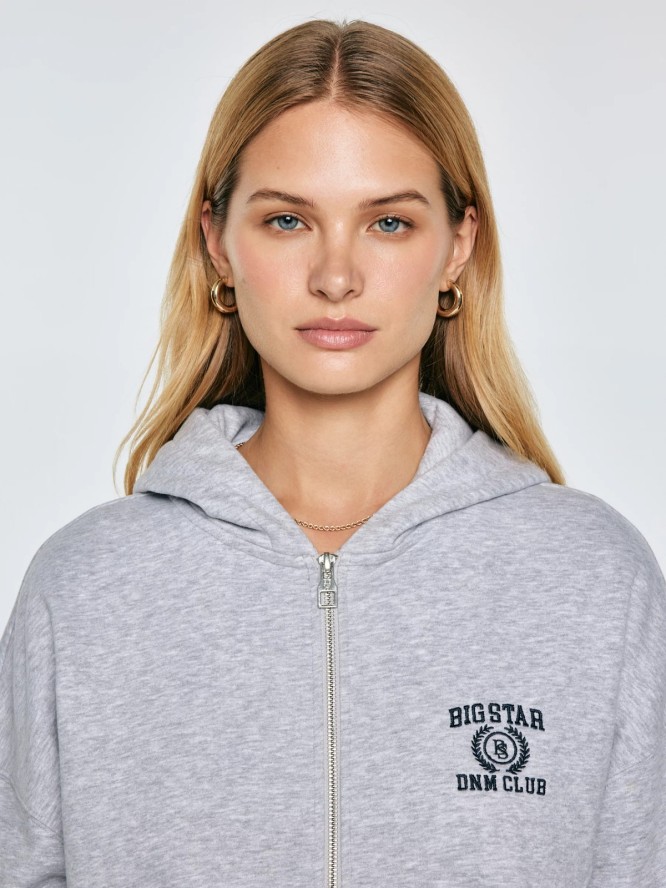 Bluza damska z kapturem rozpinana szara Madelina 901