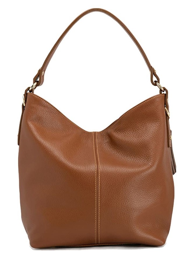 Lucca Baldi Skórzana torebka "Carrara" w kolorze jasnobrązowym - 36 x 28 x 12 cm rozmiar: onesize