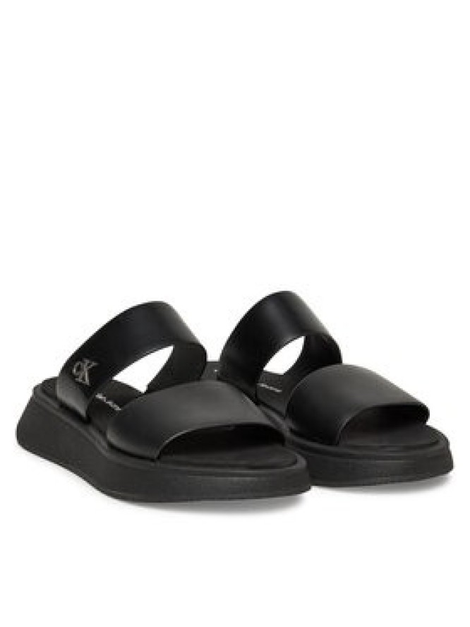 Calvin Klein Jeans Klapki Sandal Slide Double Strap YW0YW01694 Czarny