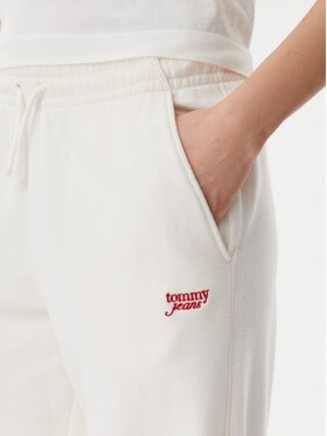 Tommy Jeans Spodnie dresowe Script DW0DW20670 Écru Relaxed Fit