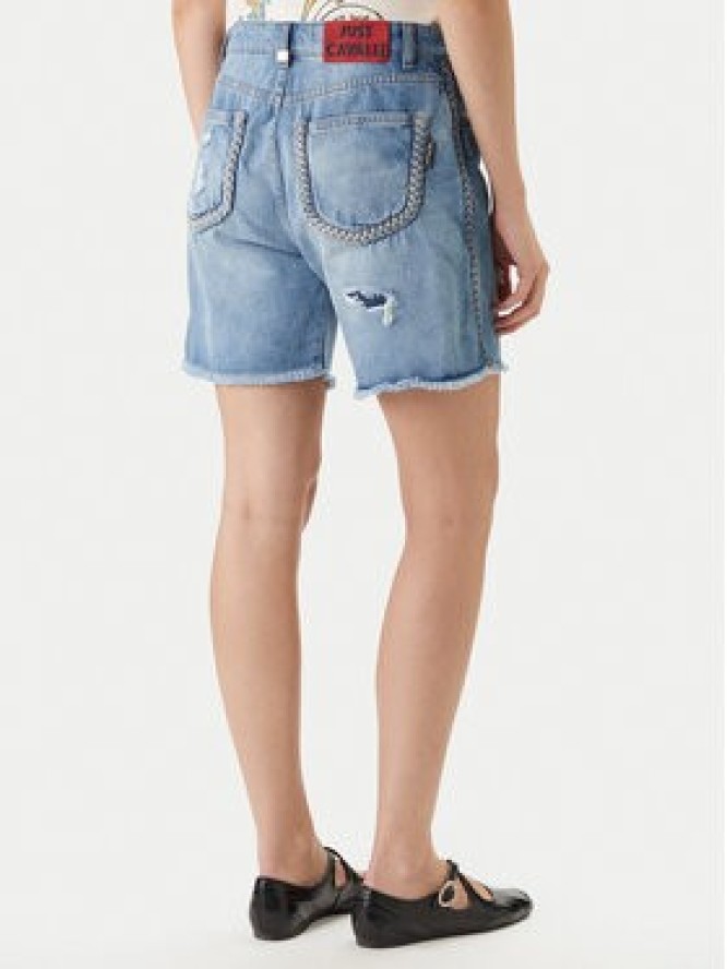 Just Cavalli Szorty jeansowe 80PAD5S5 CDWCD Granatowy Loose Fit