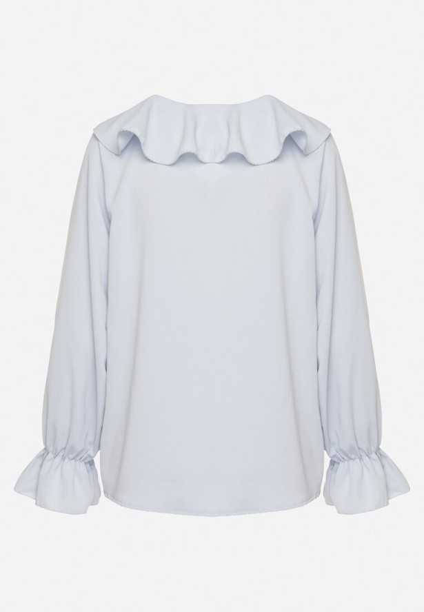 Jasnoniebieska Bluzka z Ozdobną Falbanką Tanalissea