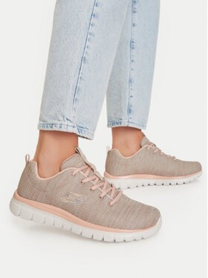 Skechers Sneakersy Twisted Fortune 12614/NTCL Beżowy