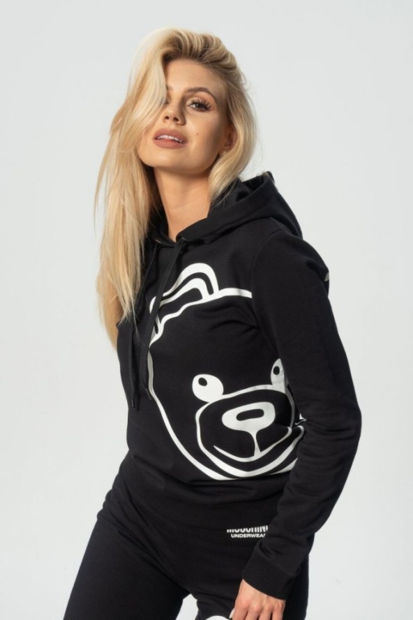 MOSCHINO Czarna bluza damska z kapturem, Rozmiar XS