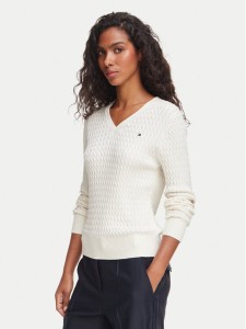 Tommy Hilfiger Sweter WW0WW44987 Kremowy Regular Fit