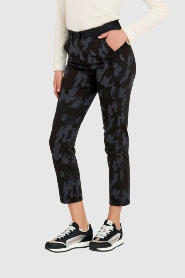 AERONAUTICA MILITARE Spodnie chinosy damskie w czarne moro, Rozmiar 40 IT - 36 EU