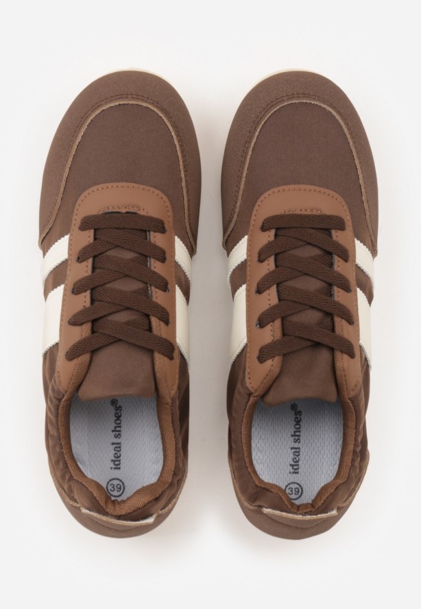 Brązowe Sneakersy w Stylu Klasycznych Tenisówek z Marszczeniem z Tyłu Aiglise