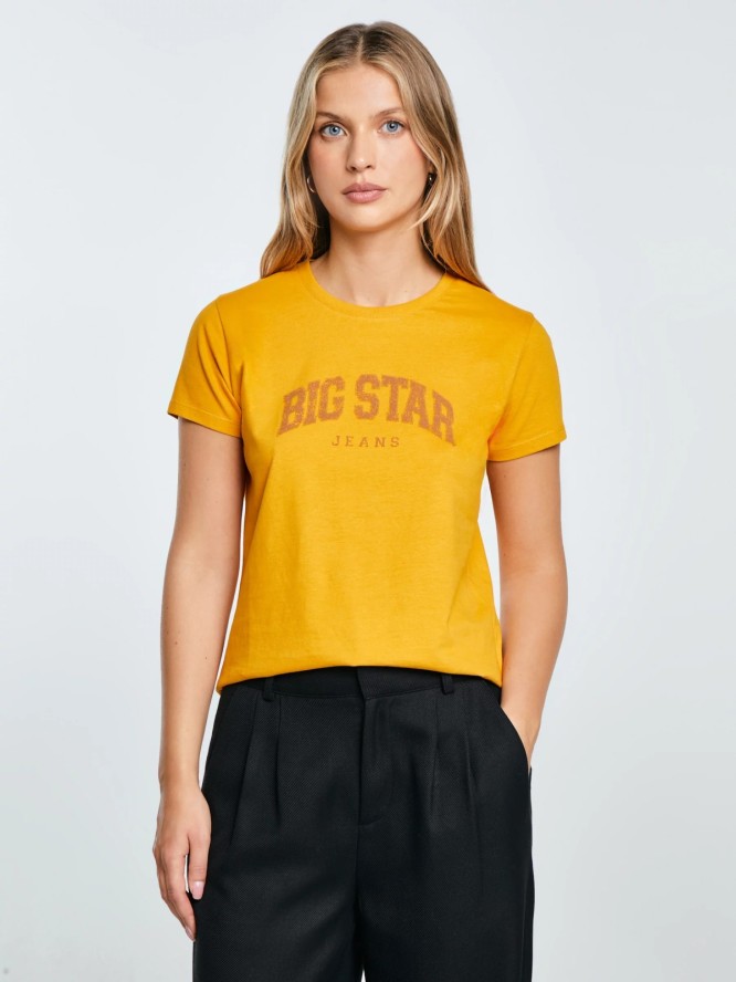 Koszulka damska bawełniana z logo BIG STAR żółta Ramila 201