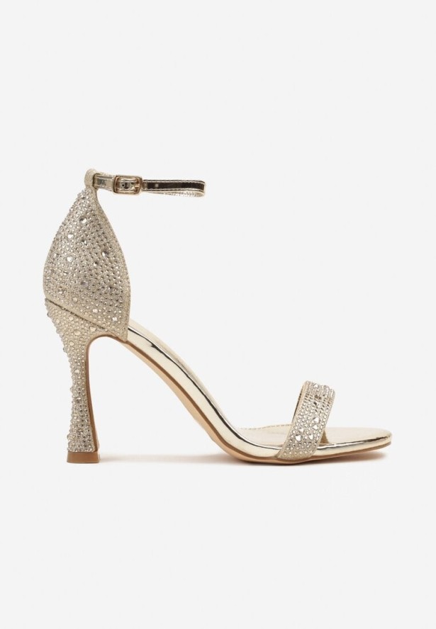 Złote Sandały Vices na Szpilce Ozdobione Cyrkoniami Zimena