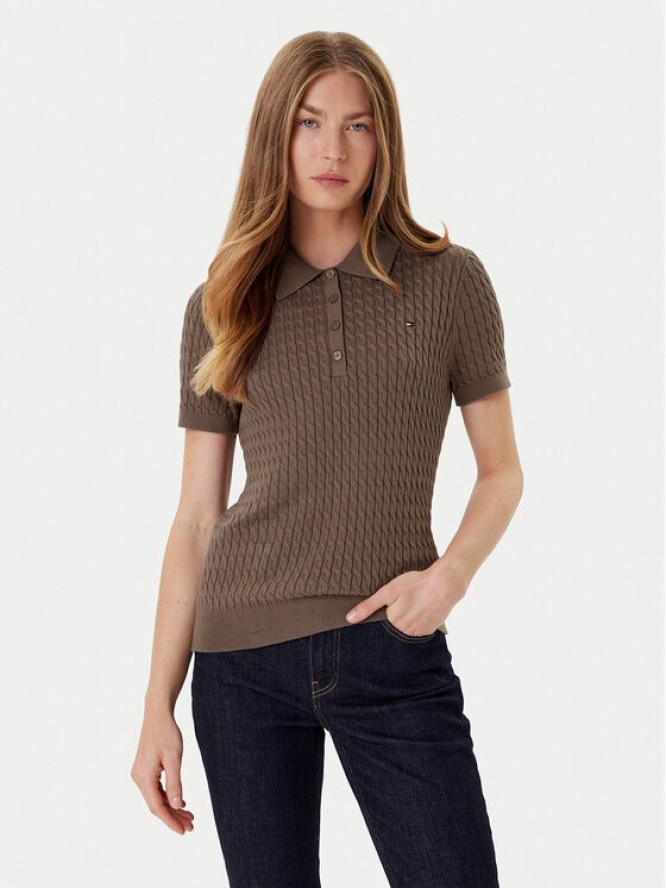 Tommy Hilfiger Sweter Fine WW0WW41474 Brązowy Regular Fit