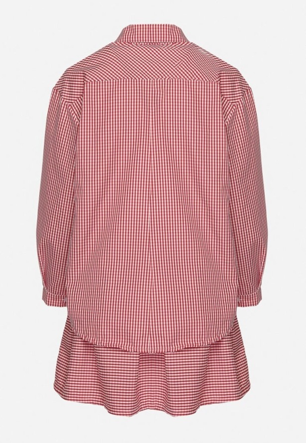 Czerwony Komplet Koszula i Rozkloszowana Spódnica Novarene