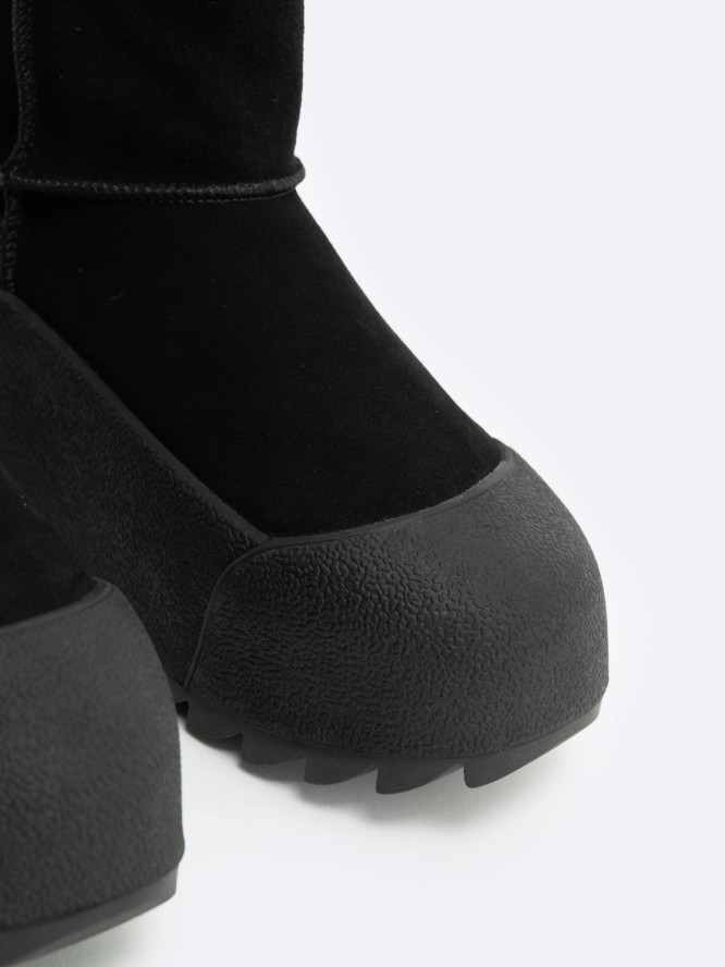 śniegowce damskie ze skóry naturalnej czarne OO274A213 906