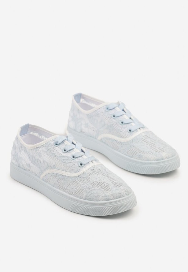 Jasnoniebieskie Tenisówki Ozdobione Koronką Orrisanne