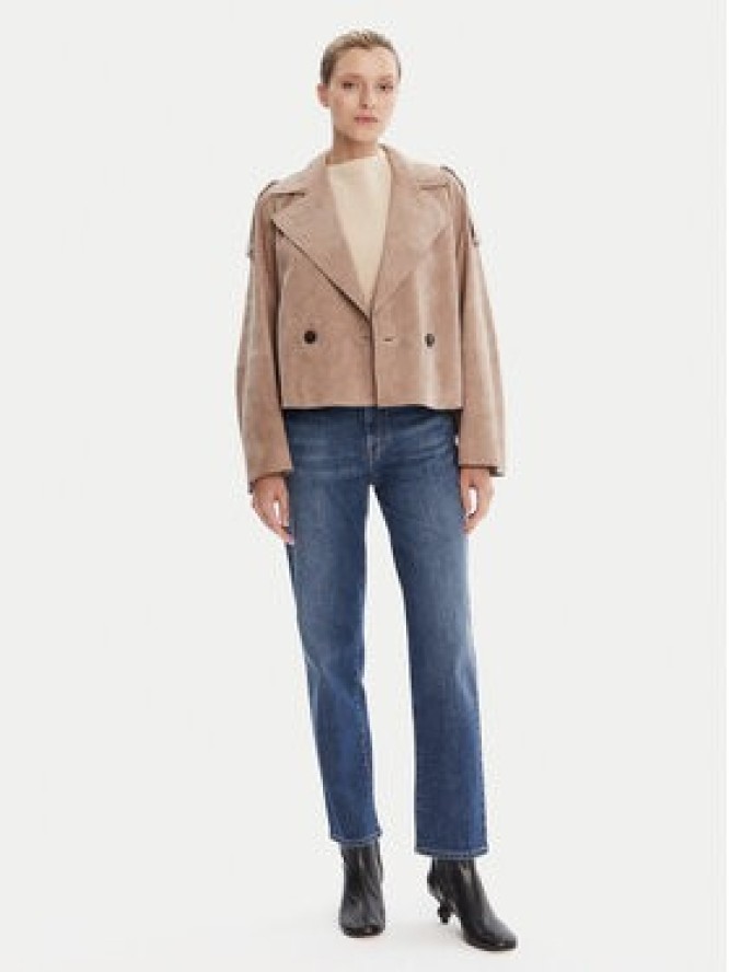 Weekend Max Mara Kurtka skórzana Maga 2525446061 Brązowy Regular Fit