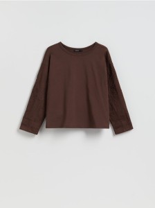 Bawełniany longsleeve - ciemnobrązowy