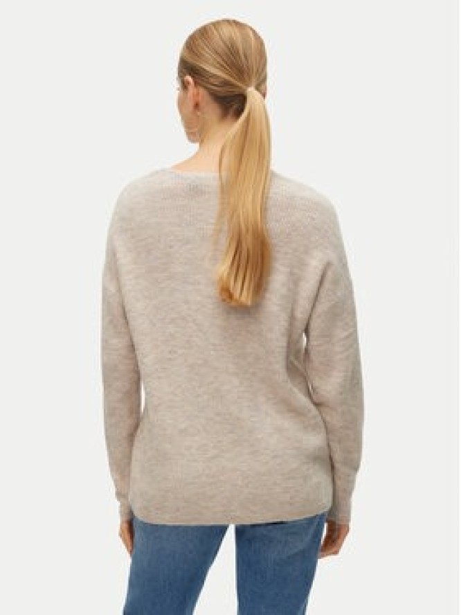 Vero Moda Sweter Crewlefile 10233357 Beżowy Loose Fit