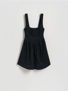 Kreszowana sukienka mini - czarny