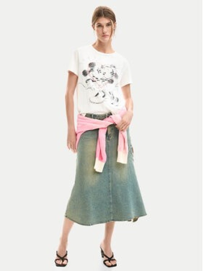 Desigual T-Shirt Core Mickey 26SWTK42 Biały Regular Fit