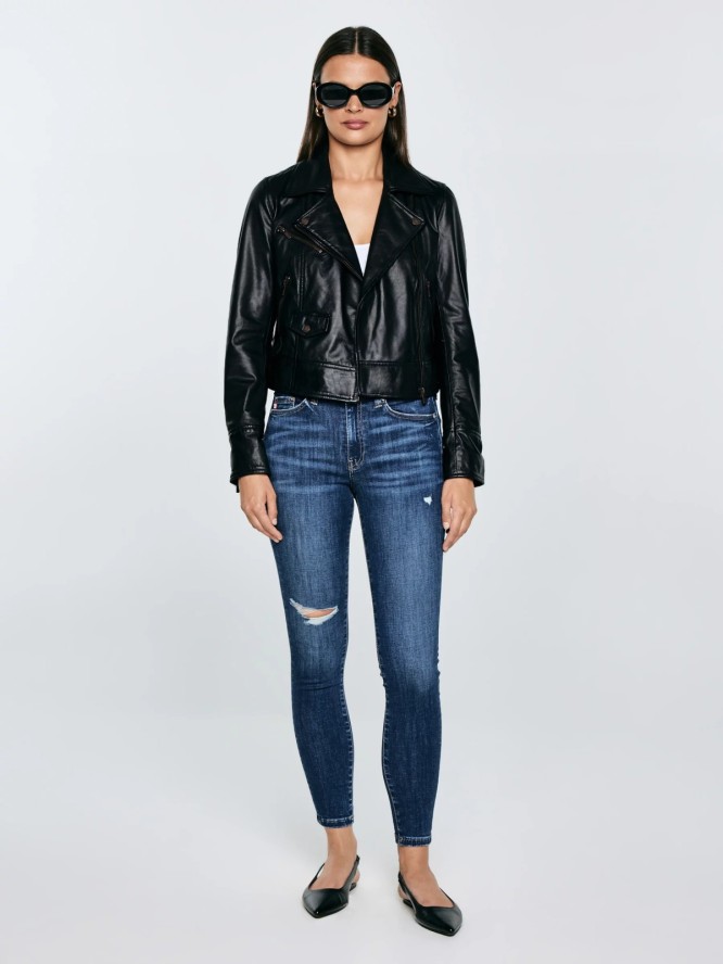 Jeansy damskie push up z wysokim stanem niebieskie Melinda High Waist 521