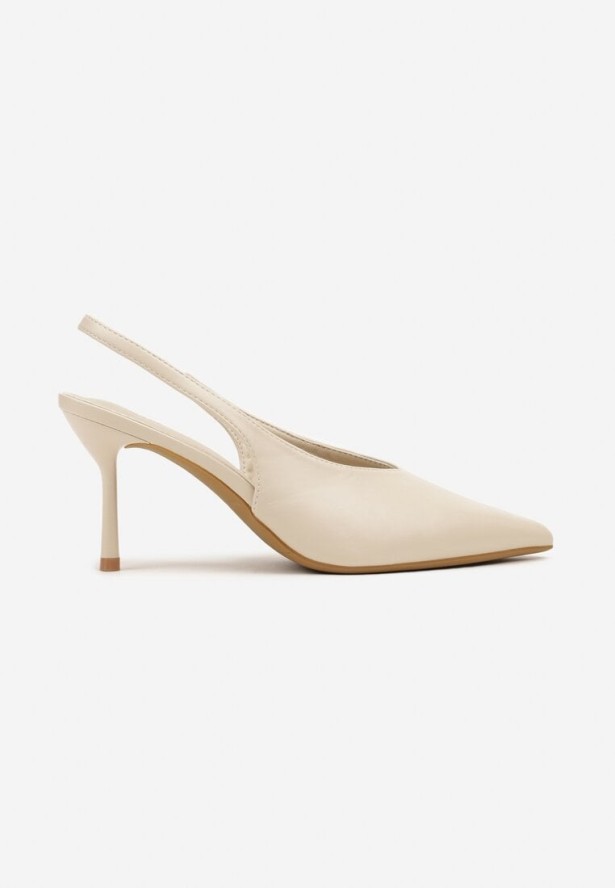 Beżowe Sandały Vices Slingback na Obcasie Tilarina