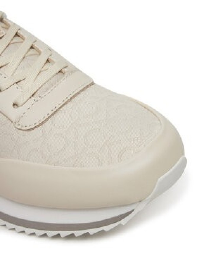 Calvin Klein Sneakersy Runner Lace Up - Jacq HW0HW02413 Écru