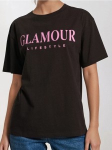 Koszulka z napisem - brązowy