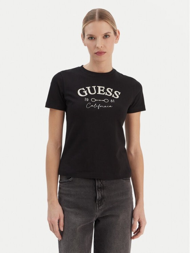 Guess T-Shirt V6RI02 J1314 Czarny Regular Fit