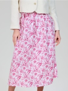 Spódnica midi w kwiaty - wielobarwny