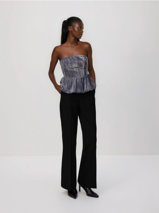 Welurowa bluzka - ciemnoszary