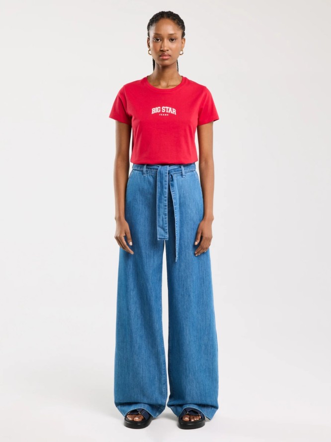 Koszulka damska bawełniana z nadrukiem czerwona Benea 603