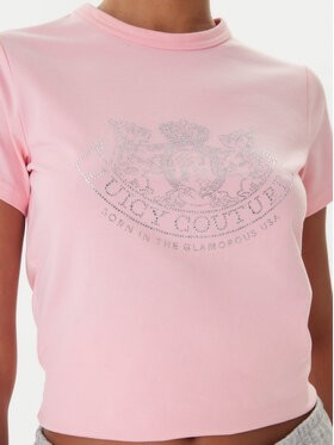 Juicy Couture T-Shirt JCGTK225015 Różowy Slim Fit