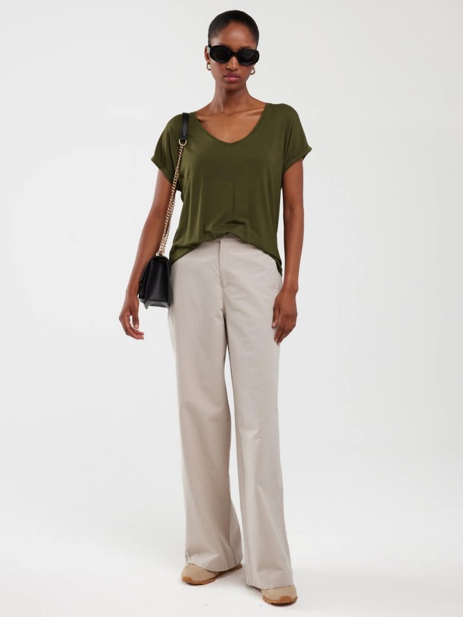 Koszulka damska o luźnym kroju khaki Valeria 303