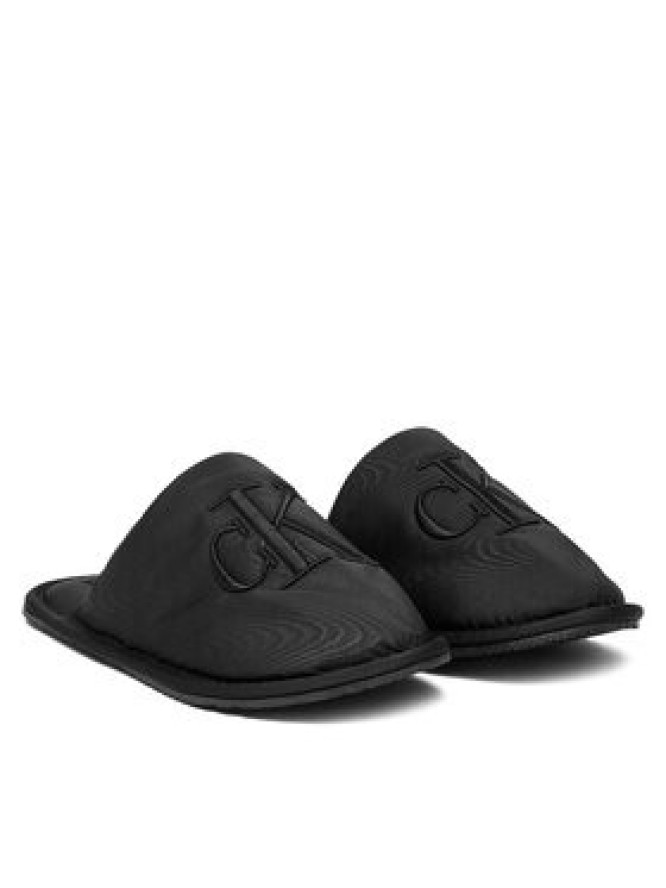 Calvin Klein Jeans Kapcie Slipper Satin Moire YW0YW02053 Czarny
