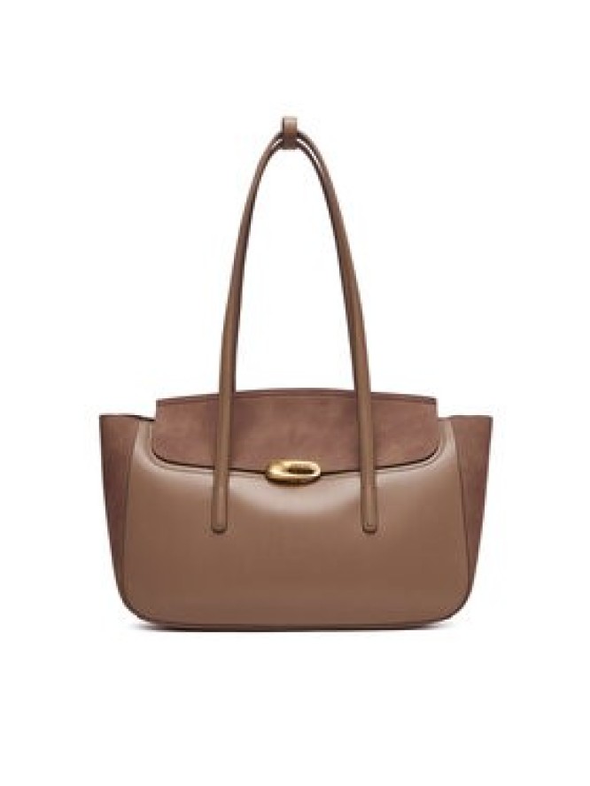 Calvin Klein Torebka Hardware Brushed Flap Tote Bag LV04F3336G Beżowy