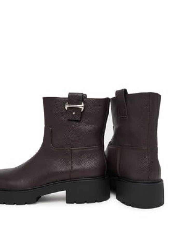 Calvin Klein Botki Chunky Ankle Boot Lth Hdw HW0HW03202 Brązowy ciemny