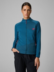4F Bluza trekkingowa slim bez kaptura damska - turkusowa L