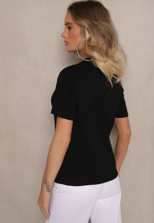 Czarny Casualowy T-shirt z Wiskozy Arisanda