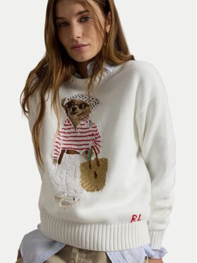 Polo Ralph Lauren Sweter 211A12723001 Biały Relaxed Fit