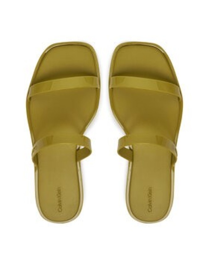 Calvin Klein Klapki Double Bar Slide - Jelly HW0HW02417 Zielony