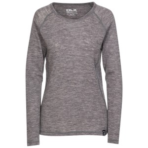 Dlx Libra - Damska warstwa podstawowa Dlx Merino Top Ciemnoszary Marl