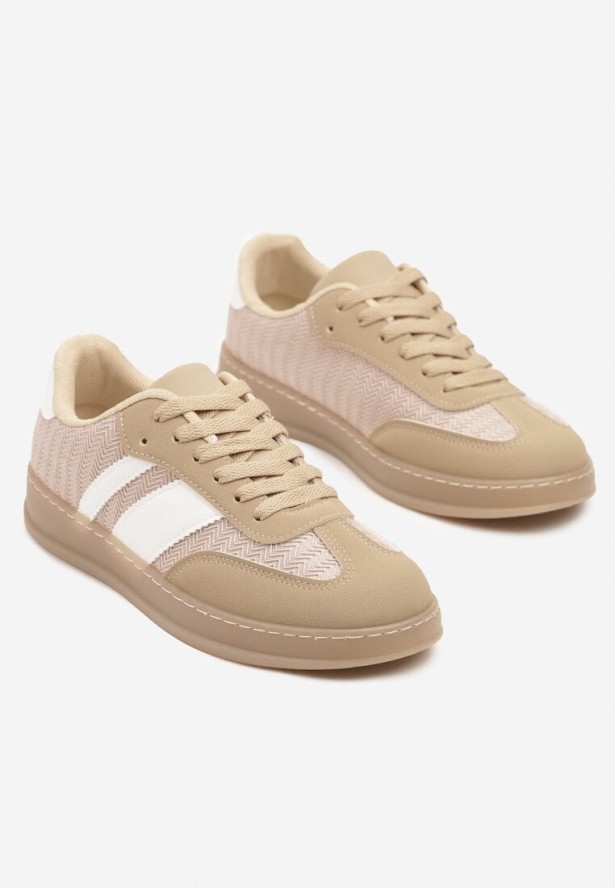 Ciemnobeżowe Sneakersy Typu Kultowe Tenisówki na Półtransparentnej Podeszwie Ulinera