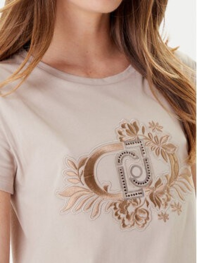 Liu Jo Sport T-Shirt TF5162 JS923 Beżowy Regular Fit