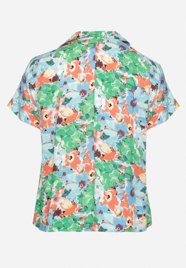 Zielona Koszula Wiskozowa w Kwiatowy Wzór Edionoria