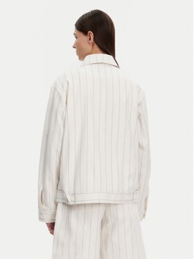 adidas Kurtka przejściowa Pinstripe Harrington JJ3476 Biały Loose Fit