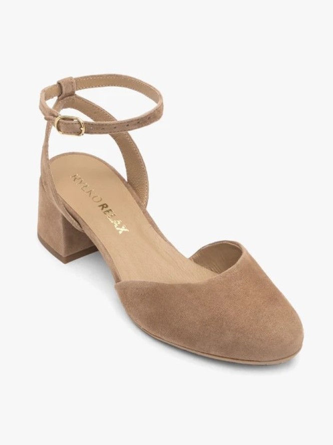 Jasnobrązowe czółenka slingback